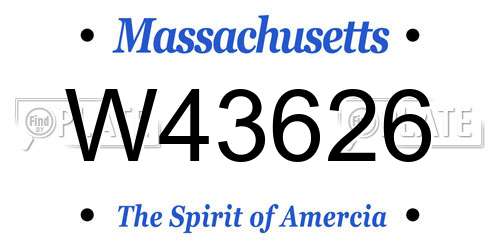 W43626 Massachusetts License Plate
