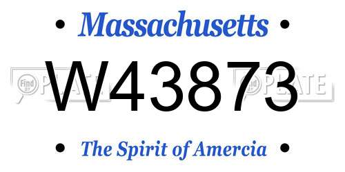 W43873 Massachusetts License Plate