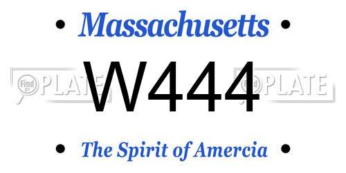 W444 Massachusetts License Plate