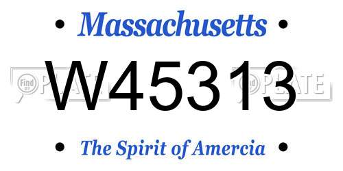 W45313 Massachusetts License Plate