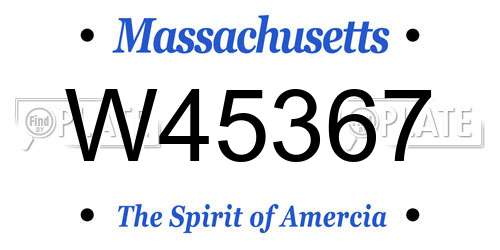 W45367 Massachusetts License Plate
