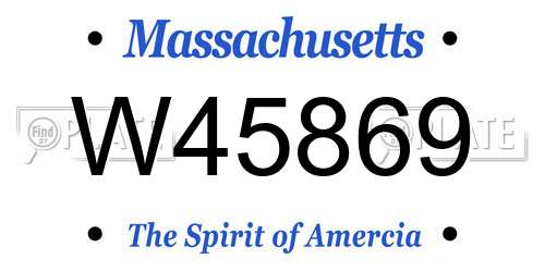 W45869 Massachusetts License Plate