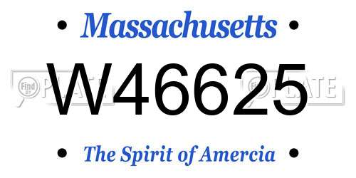 W46625 Massachusetts License Plate