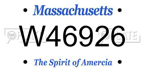 W46926 Massachusetts License Plate