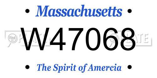 W47068 Massachusetts License Plate