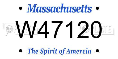 W47120 Massachusetts License Plate