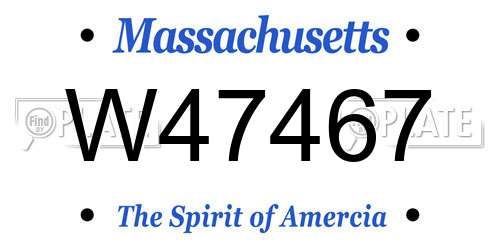 W47467 Massachusetts License Plate