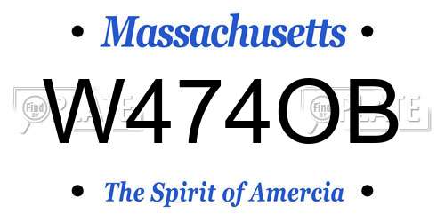 W474OB Massachusetts License Plate