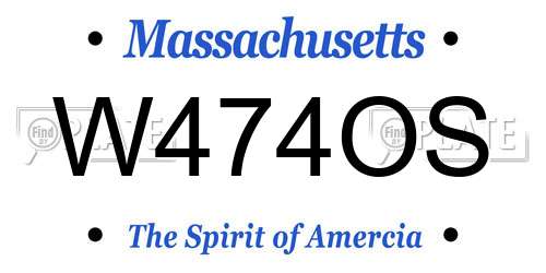 W474OS Massachusetts License Plate