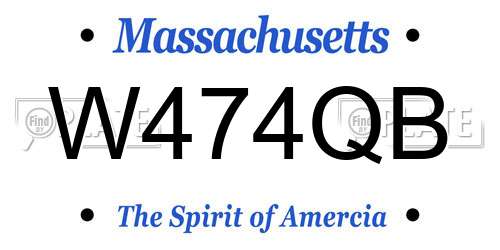 W474QB Massachusetts License Plate
