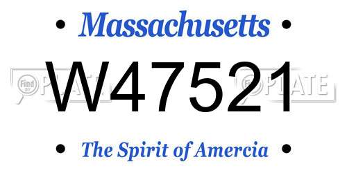 W47521 Massachusetts License Plate