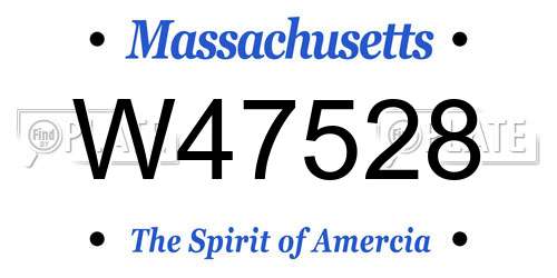 W47528 Massachusetts License Plate
