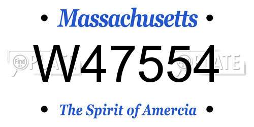 W47554 Massachusetts License Plate