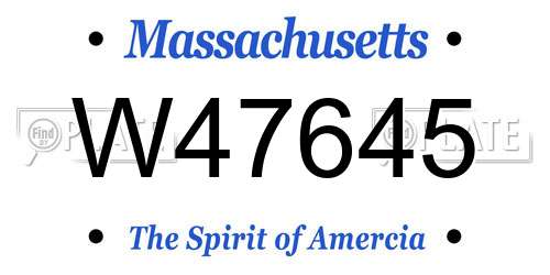 W47645 Massachusetts License Plate