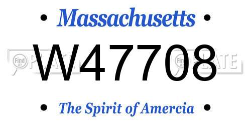 W47708 Massachusetts License Plate