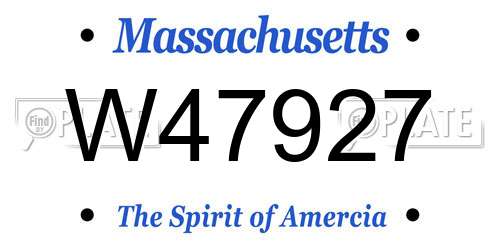 W47927 Massachusetts License Plate