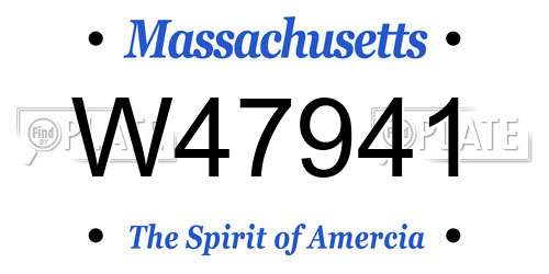 W47941 Massachusetts License Plate