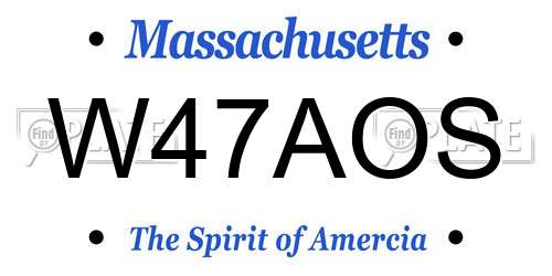W47AOS Massachusetts License Plate