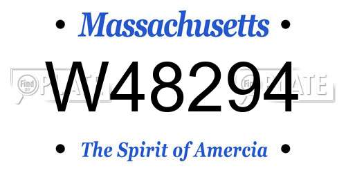 W48294 Massachusetts License Plate