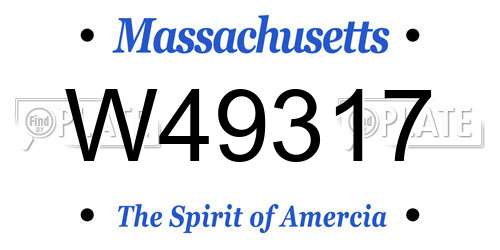 W49317 Massachusetts License Plate