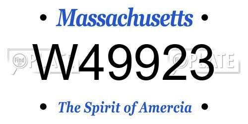 W49923 Massachusetts License Plate