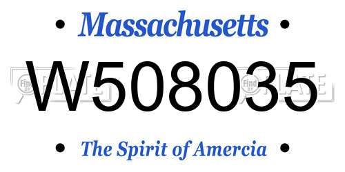 W508035 Massachusetts License Plate