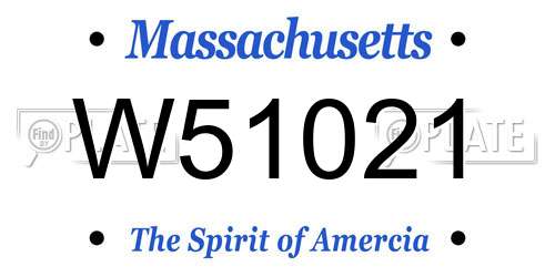 W51021 Massachusetts License Plate