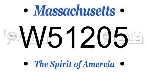 W51205 Massachusetts License Plate