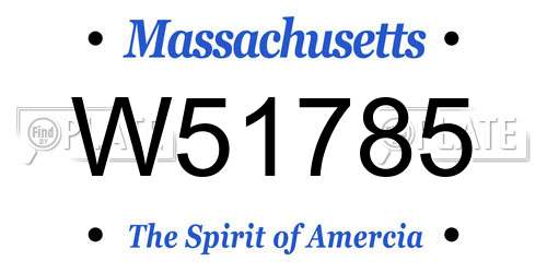 W51785 Massachusetts License Plate