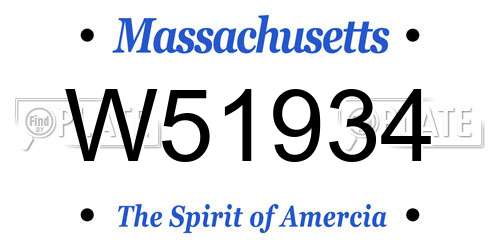 W51934 Massachusetts License Plate