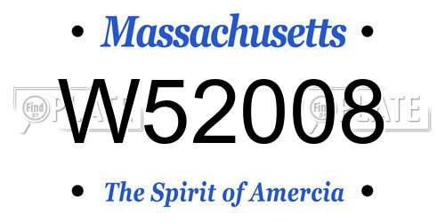 W52008 Massachusetts License Plate