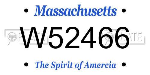 W52466 Massachusetts License Plate