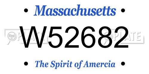 W52682 Massachusetts License Plate