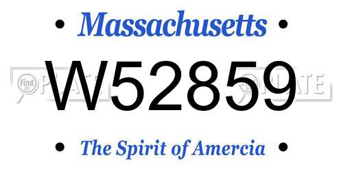 W52859 Massachusetts License Plate