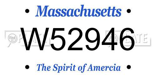 W52946 Massachusetts License Plate