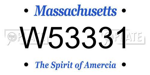 W53331 Massachusetts License Plate