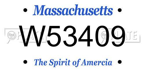 W53409 Massachusetts License Plate