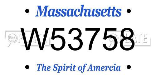 W53758 Massachusetts License Plate