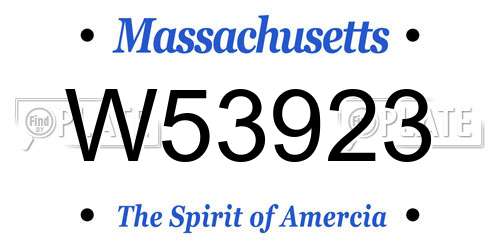 W53923 Massachusetts License Plate