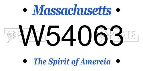 W54063 Massachusetts License Plate