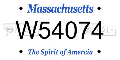 W54074 Massachusetts License Plate