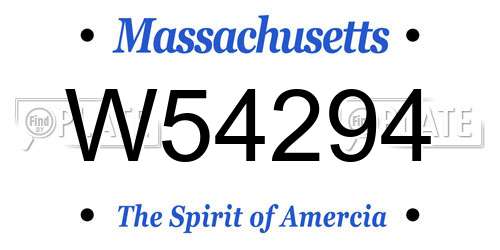 W54294 Massachusetts License Plate