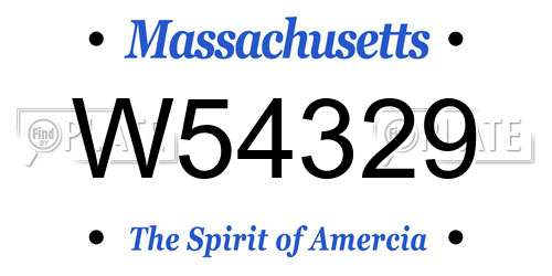 W54329 Massachusetts License Plate