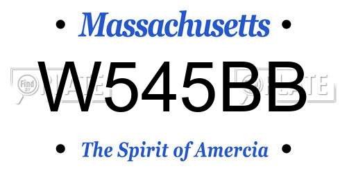 W545BB Massachusetts License Plate