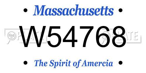 W54768 Massachusetts License Plate