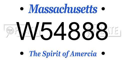 W54888 Massachusetts License Plate