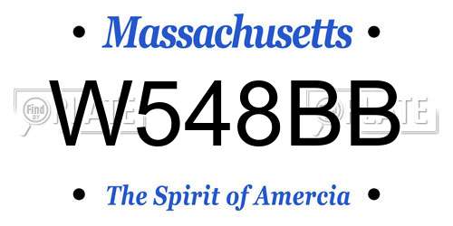 W548BB Massachusetts License Plate