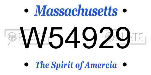 W54929 Massachusetts License Plate