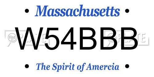 W54BBB Massachusetts License Plate