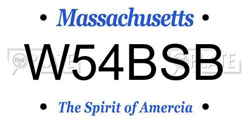 W54BSB Massachusetts License Plate